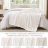 Wave Pattern Embossed Flannel Throw Blanket Soft Plush Textured Cozy Decorative Sofa Couch Blanket-Off White