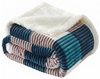 Printed & Striped Flannel Fleece Throw Blanket for Couch Soft & Warm Fluffy Cream White Blanket, Decorative And Giftable Striped Blankets for Women, Men