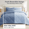 King Size Comforter Set, Ultra Soft Reversible Bedding for All Seasons, 3 Pieces Down Alternative Bed Set Includes 1 Lightweight Comforter and 2 Pillow Shams, Blue/Light Blue