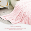 Fleece Throw Blanket for Couch and Bed, 50x70 Inches Soft Cozy Jacquard Flannel Blankets, Lightweight Fuzzy Plush Warm Throws for Women, Light Pink