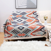 Hot Selling Geometric Knitted Sofa Throw Blanket – Modern Geometric Pattern Woven Couch Cover Decorative Knit Throw