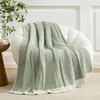Premium Chenille Throw Blanket, Soft Cozy Luxury Two-Tone Knit Blanket for Couch, Sofa, Chair, Home Decor, Sage Green & Ivory 50"x60"