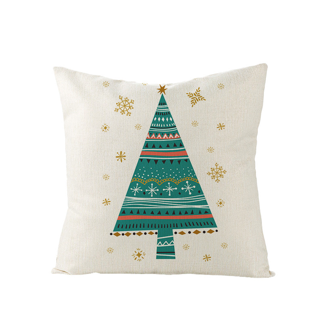 Star Tree 18"X18" Polyester Pillow Cover Christmas Pillow Cushion Festive Square Cushion Cover for New Year Holiday Christmas Decoration 