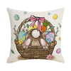 Happy Easter Pillow Case 18X18 Inch Square Cushion Covers Rabbit Bunny Carrot Easter Pillow Covers Easter Decorations Farmhouse Garden Throw Home Decor