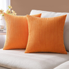 Corduroy Soft Throw Pillow Covers Decorative Square 18x18” Orange Throw Pillow Cover Home Decor Throw Pillowcases Cushion Covers For Sofa Bed Living Room Decoration 