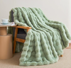 Faux Rabbit Fur Throw Blanket for Couch, Fluffy Warm Plush Thick Bubble Blanket for Bed Sofa Living Room, Soft Cozy Furry Blanket Home Decor