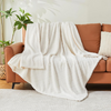 Fleece Blanket, 3D Jacquard Throw Blanket for Couch and Bed, Soft Cozy and Fluffy Blankets Lightweight Luxury Flannel with Waffle Design (Ivory)