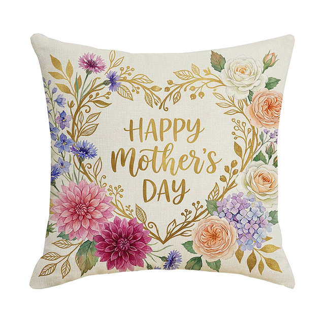 Birthday Pillows for Mom 18x18 Inch Decorative Throw Pillow Covers for Couch Sofa Garden Farmhouse Outdoor Decoration Happy Mother's Day Floral Throw Pillow Covers 