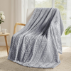Embossed Flannel Fleece Throw Blanket Botanical Leaf Pattern Soft Plush Textured Cozy Decorative Sofa Blanket-Gray