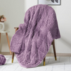 Fleece Weighted Blanket for Adults (60" x 80" 15lbs, Purple), Dual Sided Cozy Soft Sherpa Heavy Blanket, 3D Imitation Turtle Shell Warm Jacquard Flannel Weighted Blankets for Couch and Bed