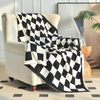 Checkered Blanket, Cozy Soft Throw Blankets for Couch Bed, Fluffy Plaid Lightweight Comfy Travel Picnic Blanket Gifts for Sofa Chair Living Room Camping (Black, Throw 50"x60")