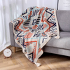 Hot Selling Geometric Knitted Sofa Throw Blanket – Modern Geometric Pattern Woven Couch Cover Decorative Knit Throw