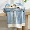 Premium Chenille Throw Blanket, Soft Cozy Luxury Two-Tone Knit Blanket for Couch, Sofa, Chair, Home Decor, Blue & Ivory 50"x60"