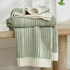 Premium Chenille Throw Blanket, Soft Cozy Luxury Two-Tone Knit Blanket for Couch, Sofa, Chair, Home Decor, Sage Green & Ivory 50"x60"