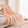 Solid Color Fringed Throw Blanket Boho Knitted Blanket for Sofa Bed Large Shawl Throws for Armchair Couch Air-conditioned Bed Blankets 