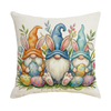 Linen Throw Pillow Covers 18x18 Inch Cartoon Happy Easter with Colorful Eggs Gnomes Home Decor Pillowcase Square Cushion Covers for Sofa Bed Couch Car 