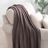 Brown Throw Blanket 50x60 Inches Throw Textured Solid Soft Sofa Couch Decorative Knit Blanket