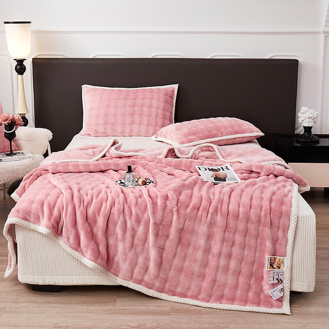 Super Soft Fleece Bed Blankets 1ply Warm Microfiber Throw Blanket Queen Size 90x90Inch Breathable Winter Blanket for Bedroom Couch Sofa for Women Girls Gifts 