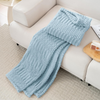 Solid Jacquard Shu Velveteen Blanket-Blue Throw Blanket - Soft & Fluffy Fleece, Cute & Aesthetic, Perfect for Sofa, Couch, Chair, Bed, Living Room & Bedroom, All-Season Use, Plush & Cozy Decorative Bl
