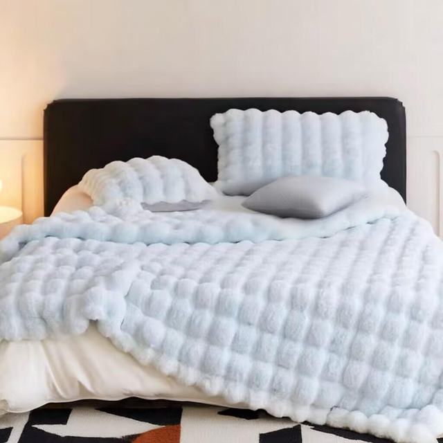 Soft Faux Rabbit Fur Throw Blanket 60"X70" For Couch Sofa Bedroom Decoration Comfortable Blanket Machine Washable 