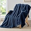 BEDELITE Fleece Throw Flannel Blanket for Couch - 300GSM Soft & Warm Fluffy Navy Blanket, Decorative And Giftable Striped Blankets for Women, Men 