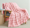 Faux Rabbit Fur Throw Blanket for Couch, Fluffy Warm Plush Thick Bubble Blanket for Bed Sofa Living Room, Soft Cozy Furry Blanket Home Decor