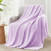 Wave Pattern Embossed Flannel Throw Blanket Soft Plush Textured Cozy Decorative Sofa Couch Blanket-Purple