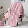 Fleece Weighted Blanket for Adults (60" x 80" 15lbs, Pink), Dual Sided Cozy Soft Sherpa Heavy Blanket, 3D Imitation Turtle Shell Warm Jacquard Flannel Weighted Blankets for Couch and Bed